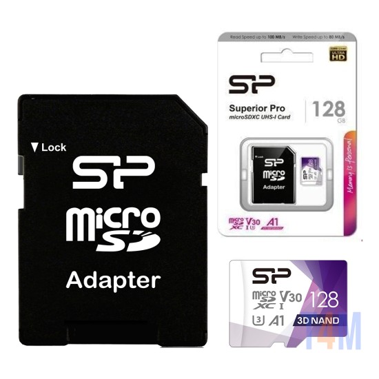 Cartão de memória SP Superior Pro MicroSDXC 128GB UHS-I Classe 10 com Adaptador